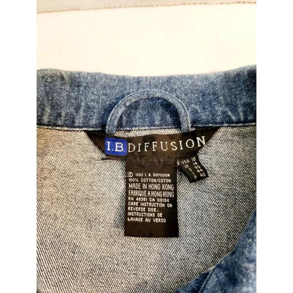Vintage I.B. Diffusion Denim Jean Jacket Silver & Turquoise Studs Size 1… - Picture 12 of 14